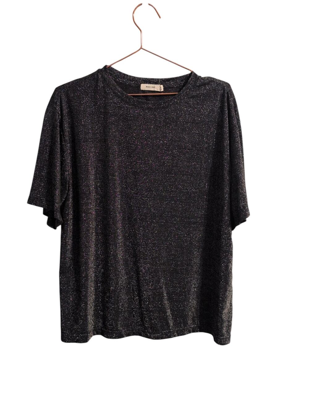 Mod Ref Black Sparkle Shirt Size Medium Shimmer Top
